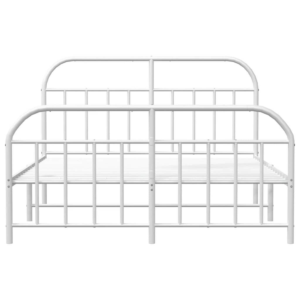 sengeramme med sengegavl og fodgærde 150x200 cm metal hvid