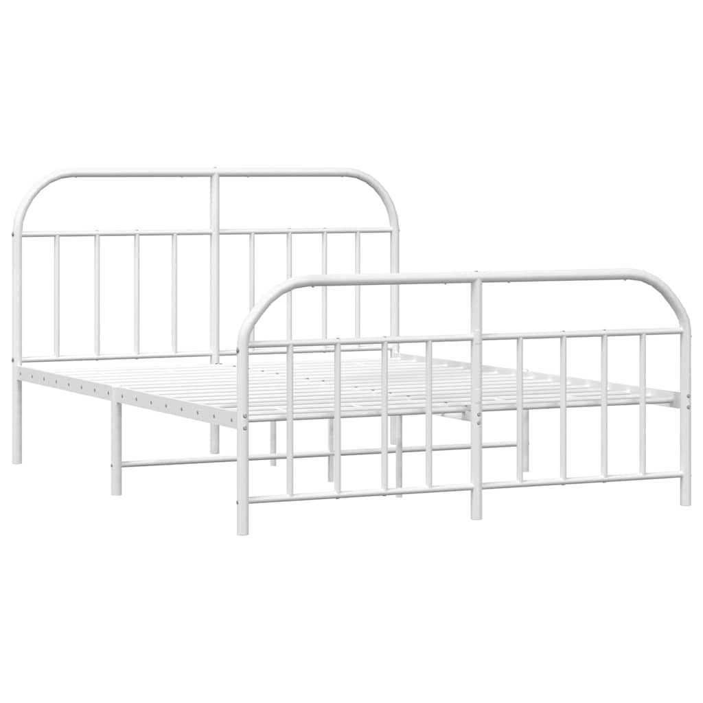 sengeramme med sengegavl og fodgærde 183x213 cm metal hvid