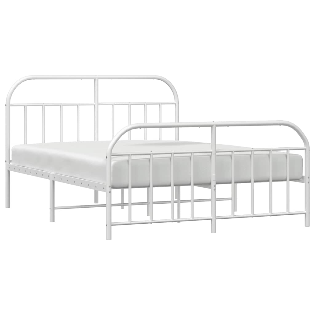 sengeramme med sengegavl og fodgærde 183x213 cm metal hvid