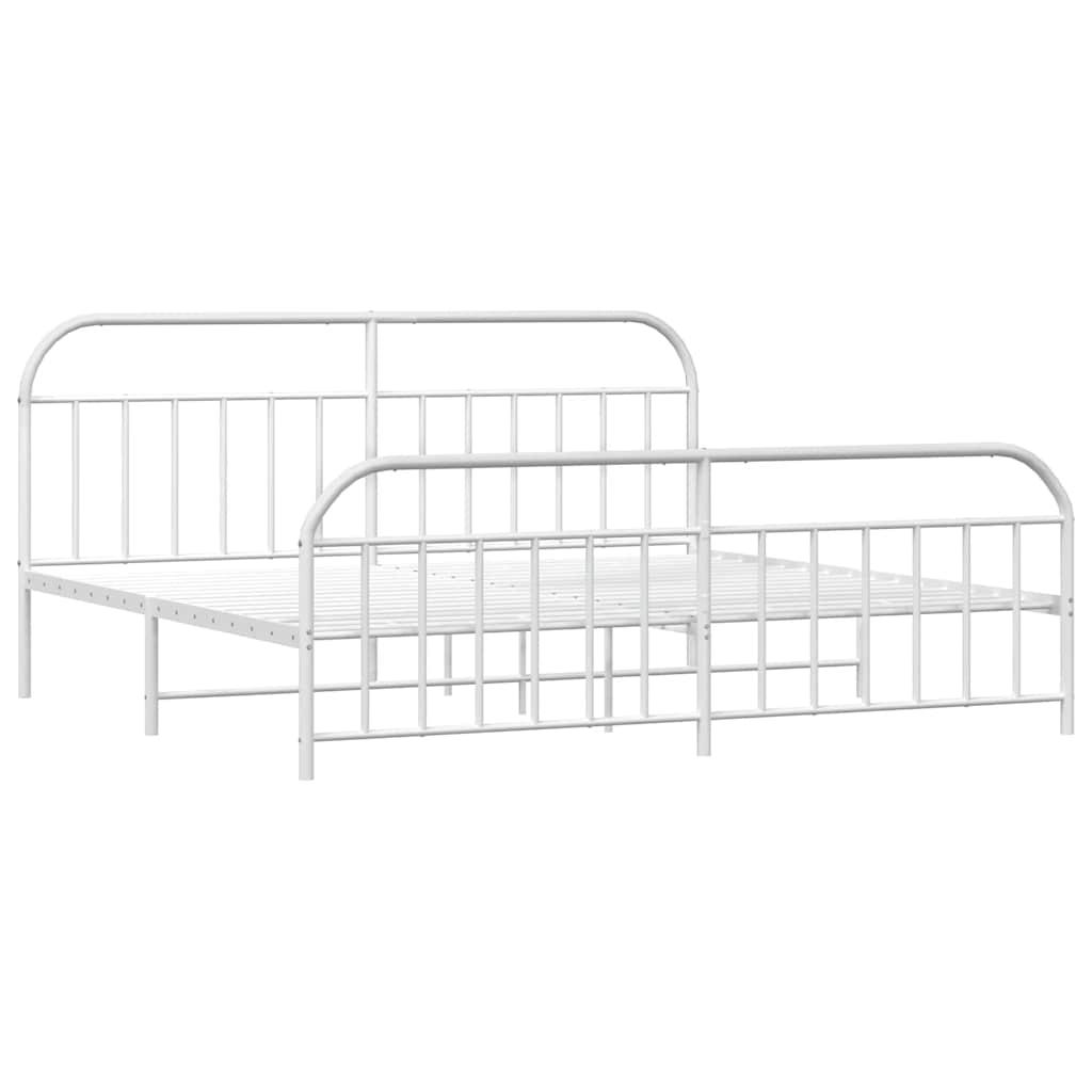 sengeramme med sengegavl og fodgærde 193x203 cm metal hvid