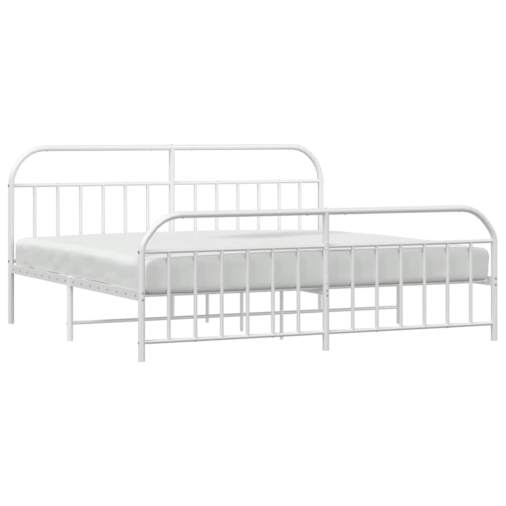sengeramme med sengegavl og fodgærde 193x203 cm metal hvid