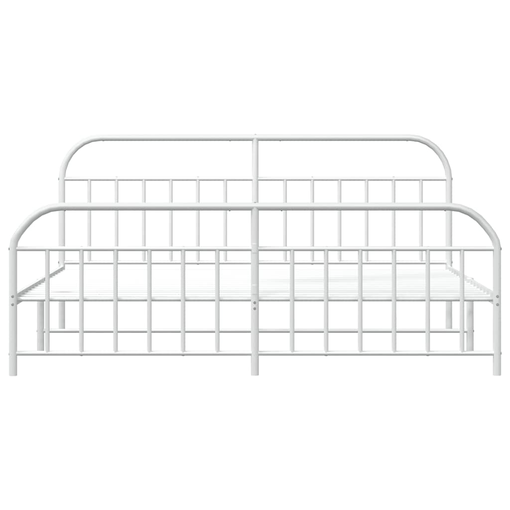 sengeramme med sengegavl og fodgærde 193x203 cm metal hvid