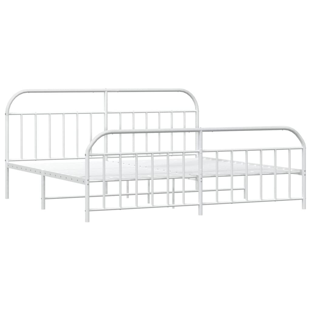 sengeramme med sengegavl og fodgærde 200x200 cm metal hvid