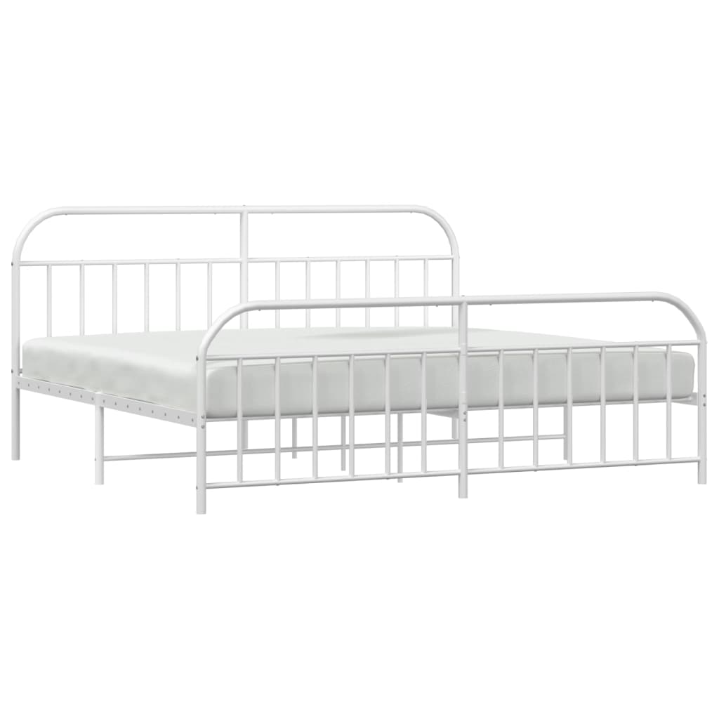 sengeramme med sengegavl og fodgærde 200x200 cm metal hvid
