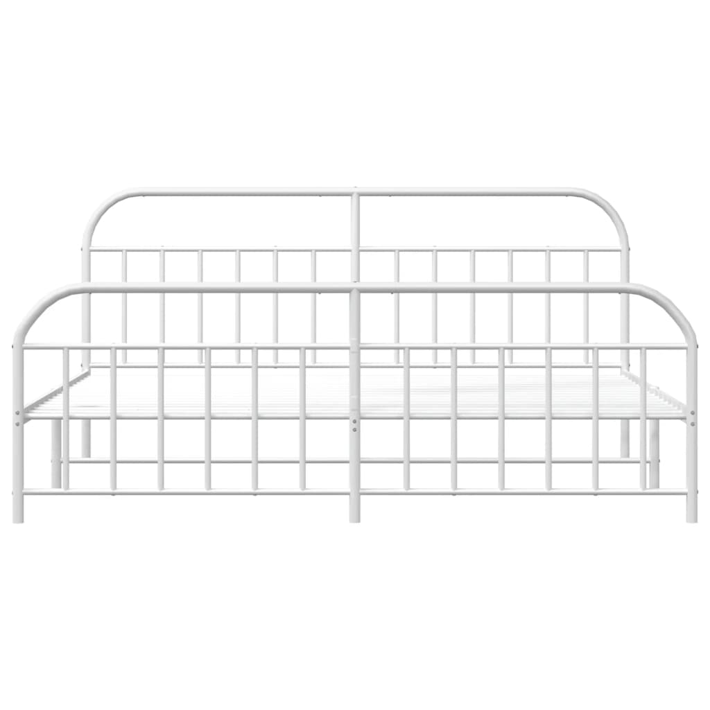 sengeramme med sengegavl og fodgærde 200x200 cm metal hvid