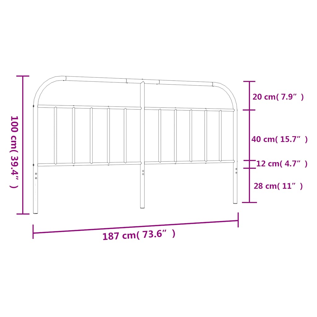 udskiftningsgavl 180 cm metal hvid