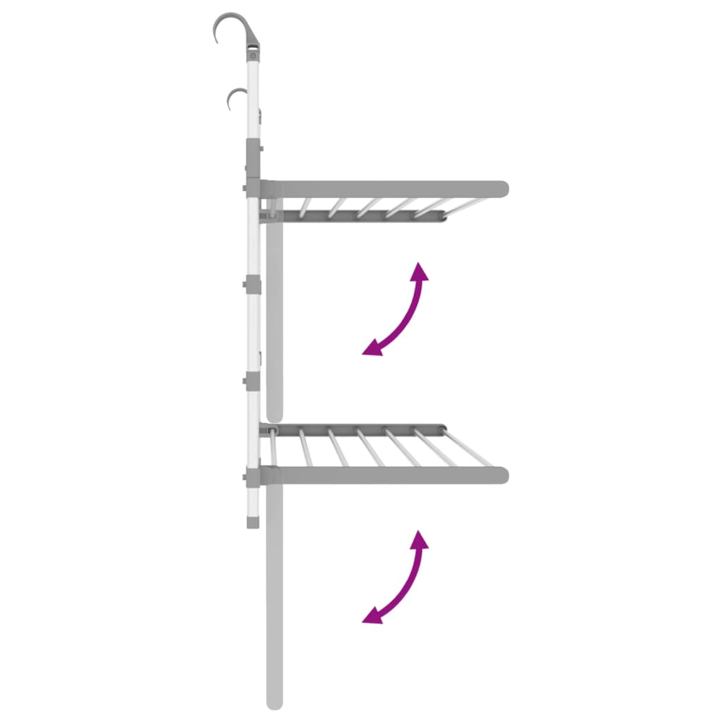 tørrestativ til altan 89x25x(60-95) cm aluminium