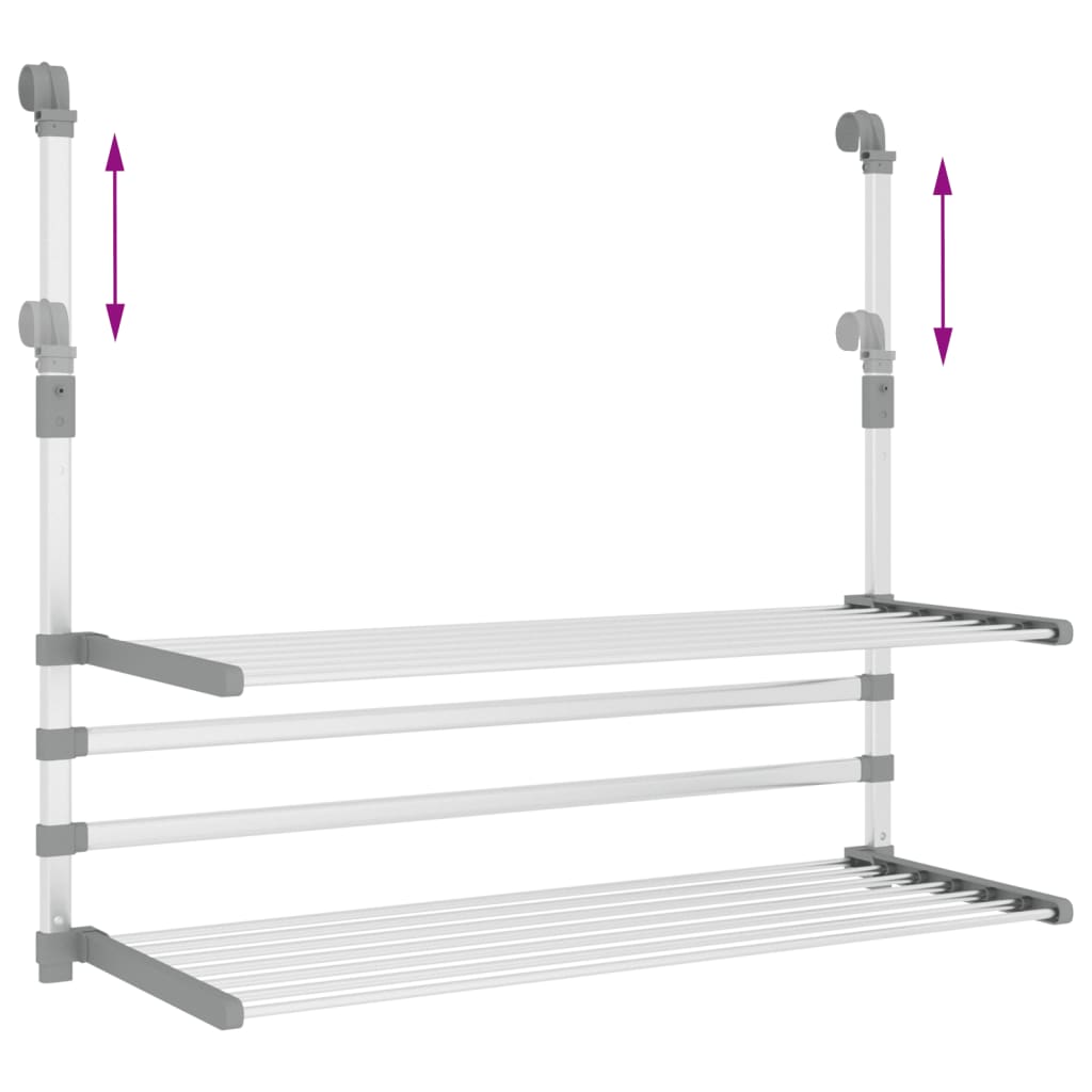 tørrestativ til altan 89x25x(60-95) cm aluminium