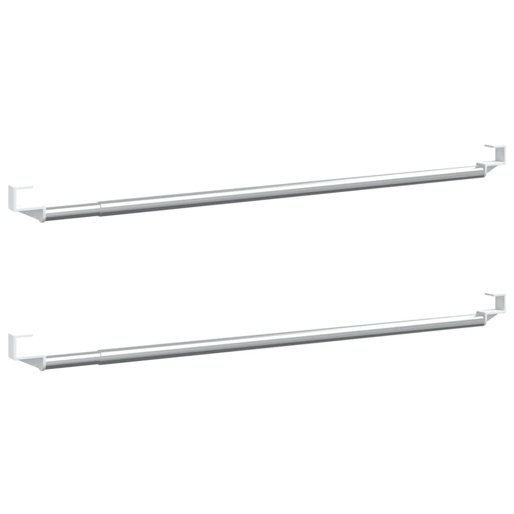 gardinstænger 2 stk. 40-60 cm aluminium hvid og sølvfarvet