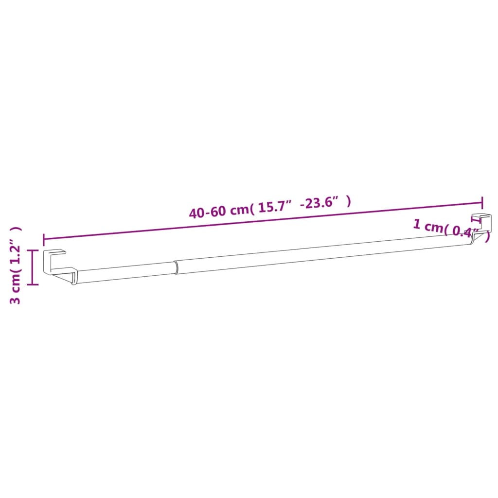 gardinstænger 2 stk. 40-60 cm aluminium hvid og sølvfarvet