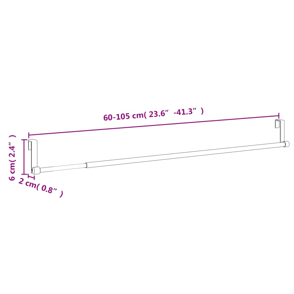gardinstænger 2 stk. 60-105 cm aluminium hvid og sølvfarvet