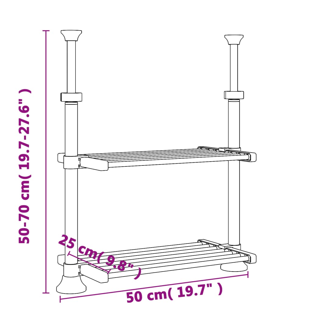 køkkenhylde 50x25(50-70) cm aluminium
