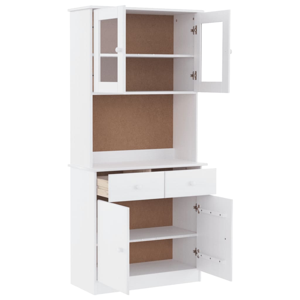 højskab ALTA 77x35x165 cm massivt fyrretræ hvid
