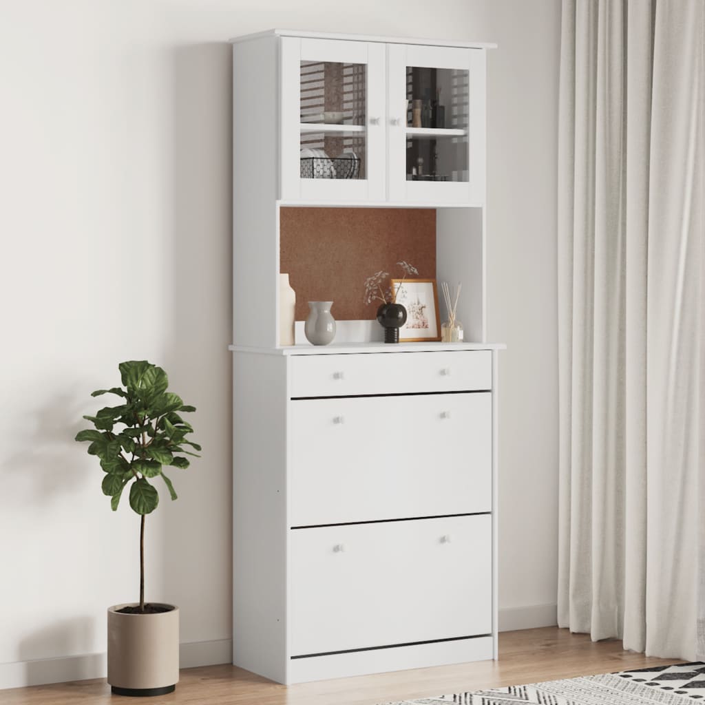 højskab ALTA 77x35x188 cm massivt fyrretræ hvid