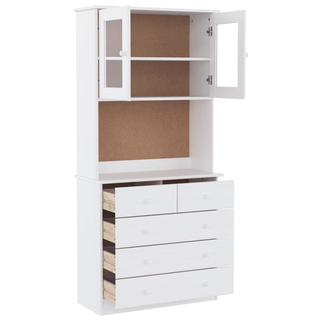 højskab ALTA 77x35x165 cm massivt fyrretræ hvid