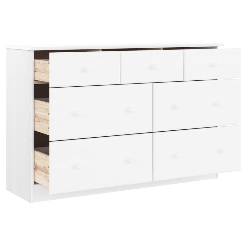 kommode ALTA 112x35x73 cm massivt fyrretræ hvid