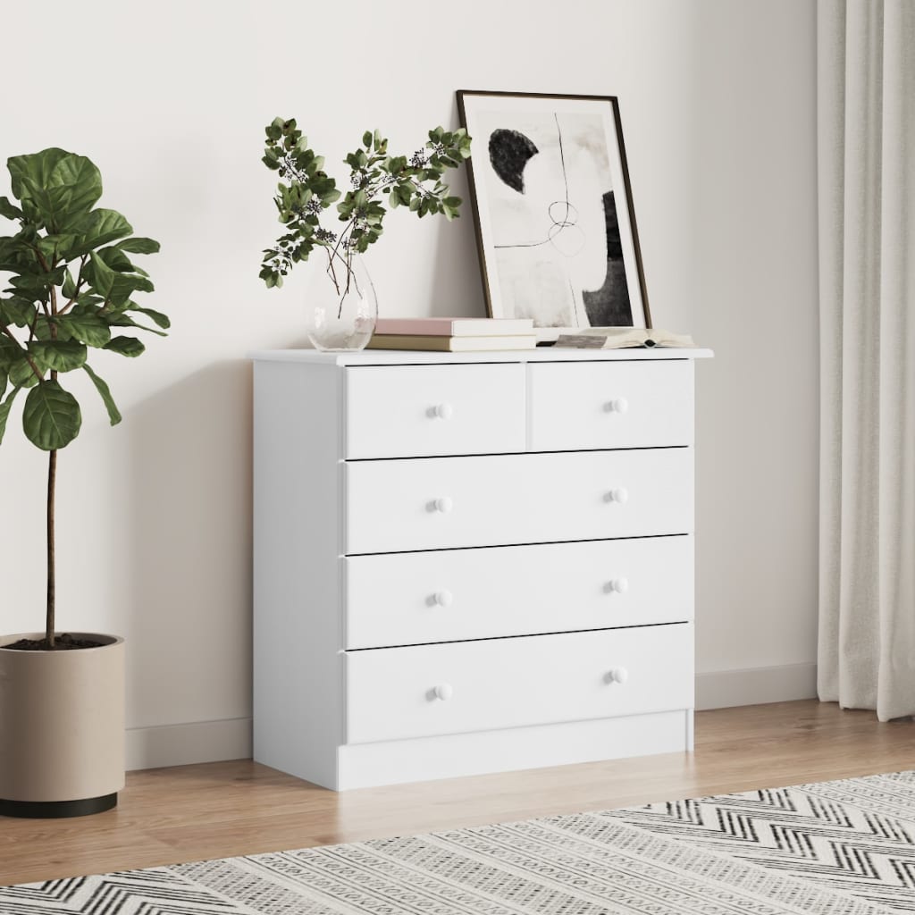 kommode ALTA 77x35x73 cm massivt fyrretræ hvid
