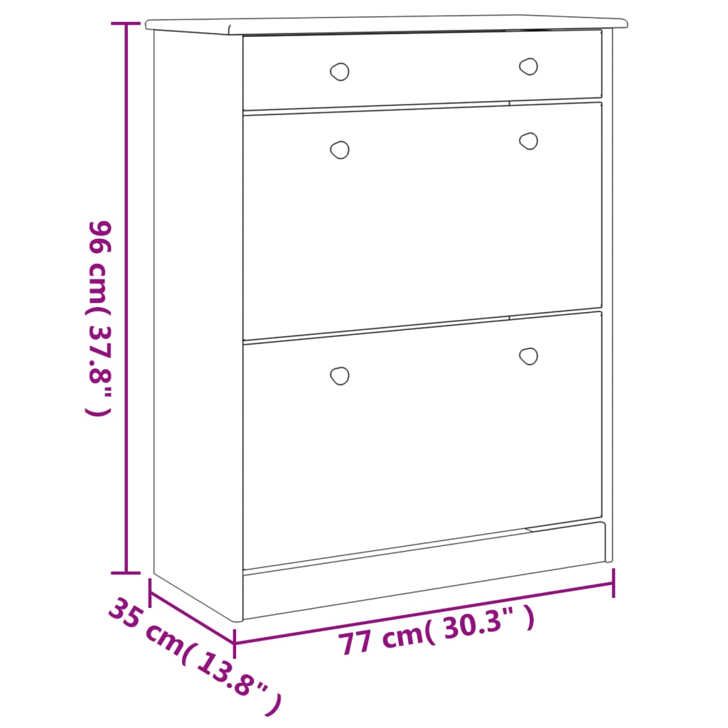 skoskab ALTA 77x35x96 cm massivt fyrretræ
