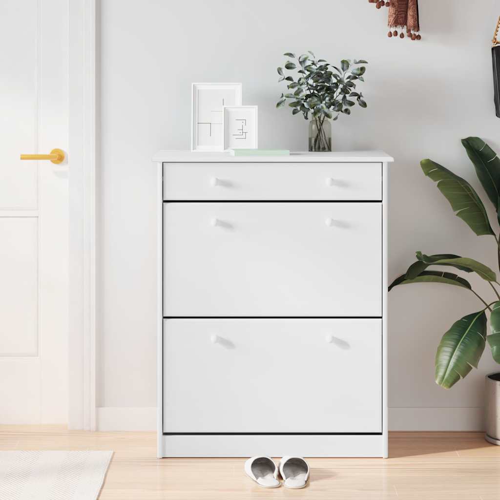 skoskab ALTA 77x35x96 cm massivt fyrretræ hvid