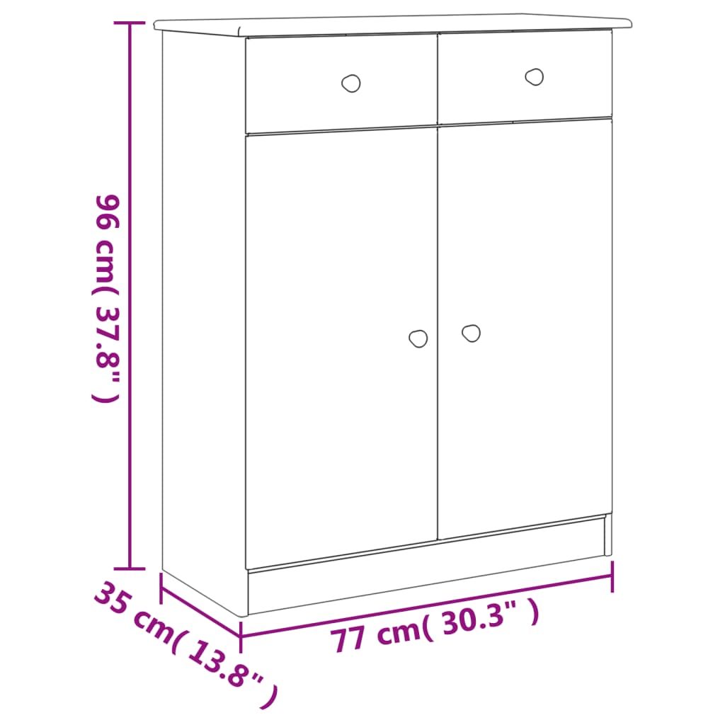 sengebord ALTA 77x35x96 cm massivt fyrretræ