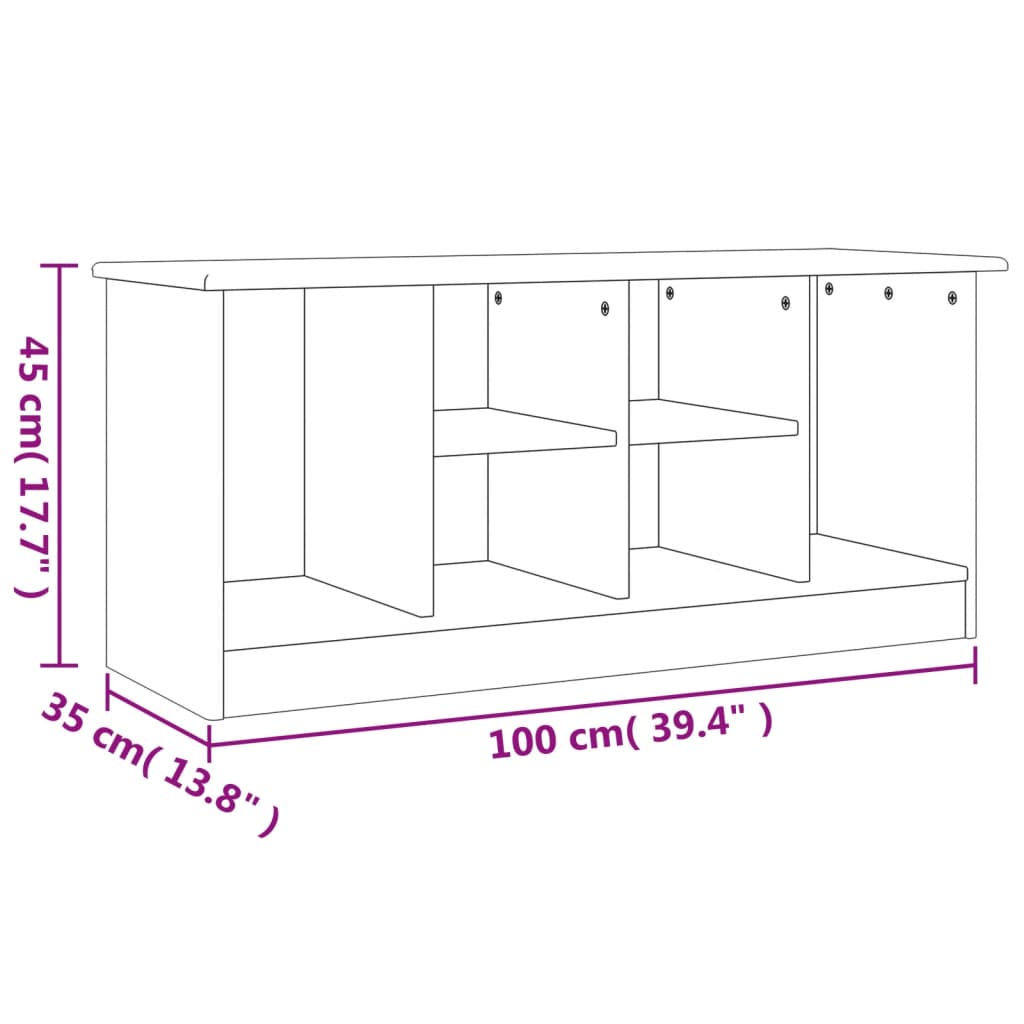 skobænk ALTA 100x35x45 cm massivt fyrretræ hvid
