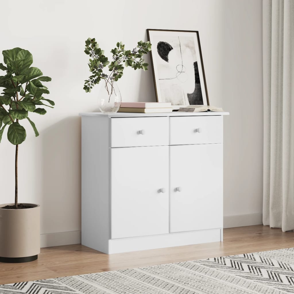 skænk ALTA 77x35x73 cm massivt fyrretræ hvid