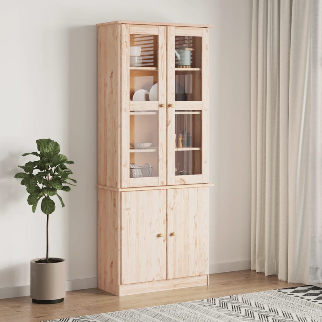 vitrineskab ALTA 77x35x186,5 cm massivt fyrretræ