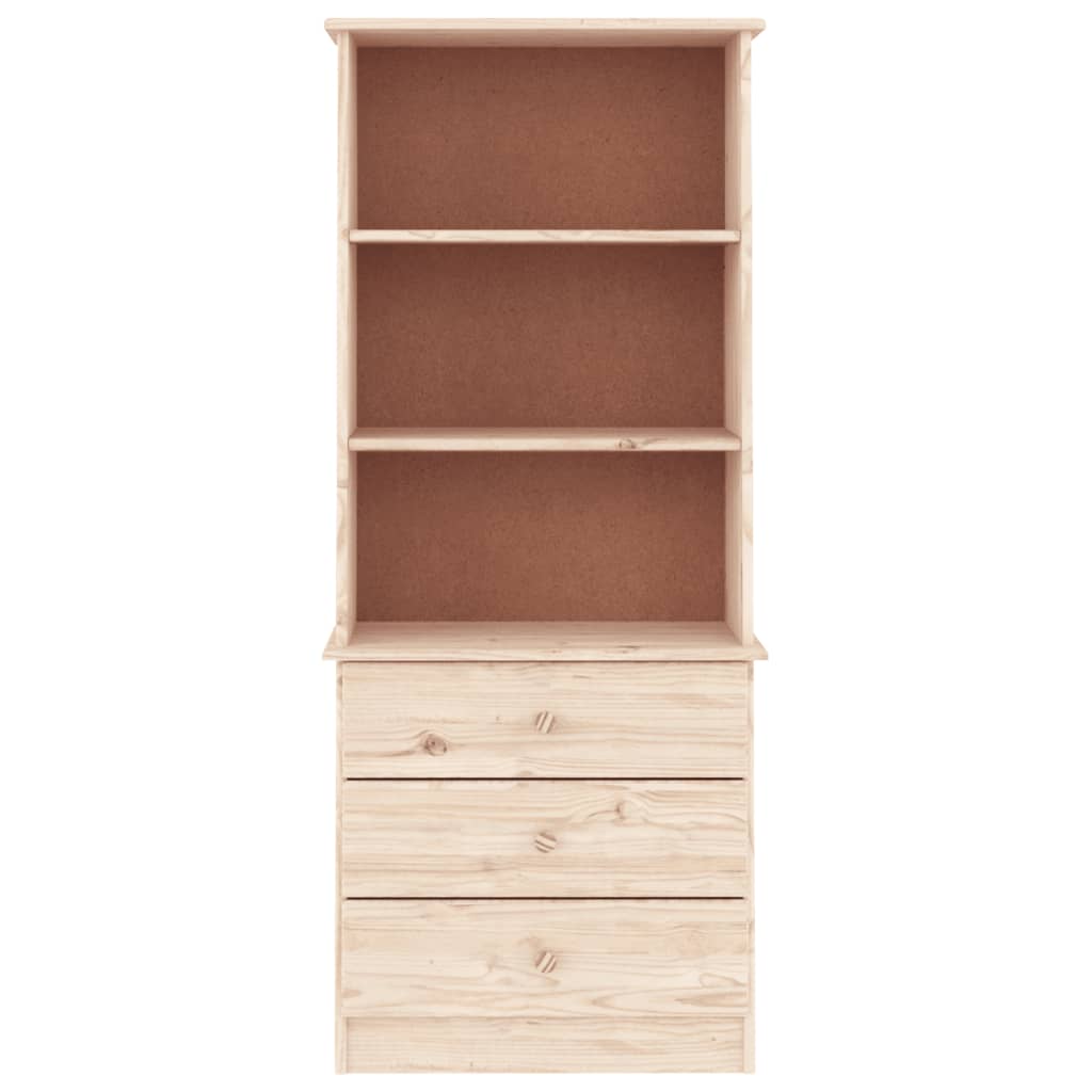 bogreol med skuffer ALTA 60x35x142 cm massivt fyrretræ
