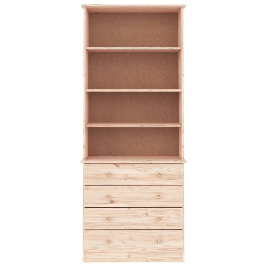 bogreol med skuffer ALTA 77x35x186,5 massivt fyrretræ