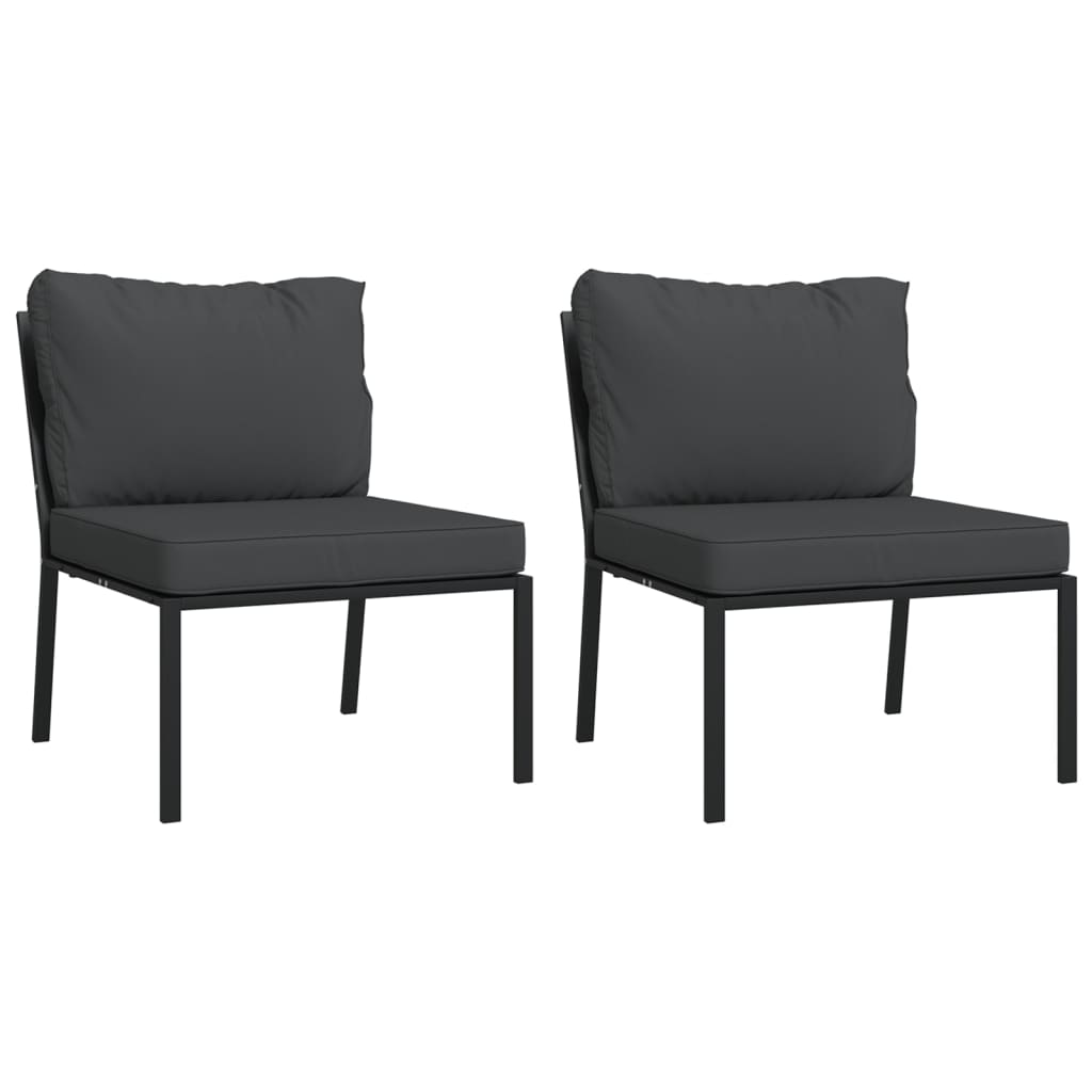 loungesæt til haven 7 dele med grå hynder stål