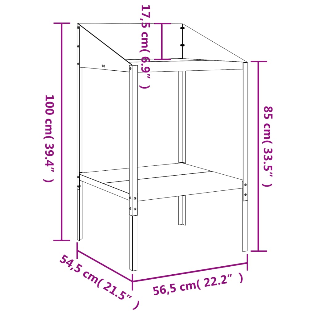 plantestativ 56,5x54,5x100 cm galvaniseret stål antracitgrå