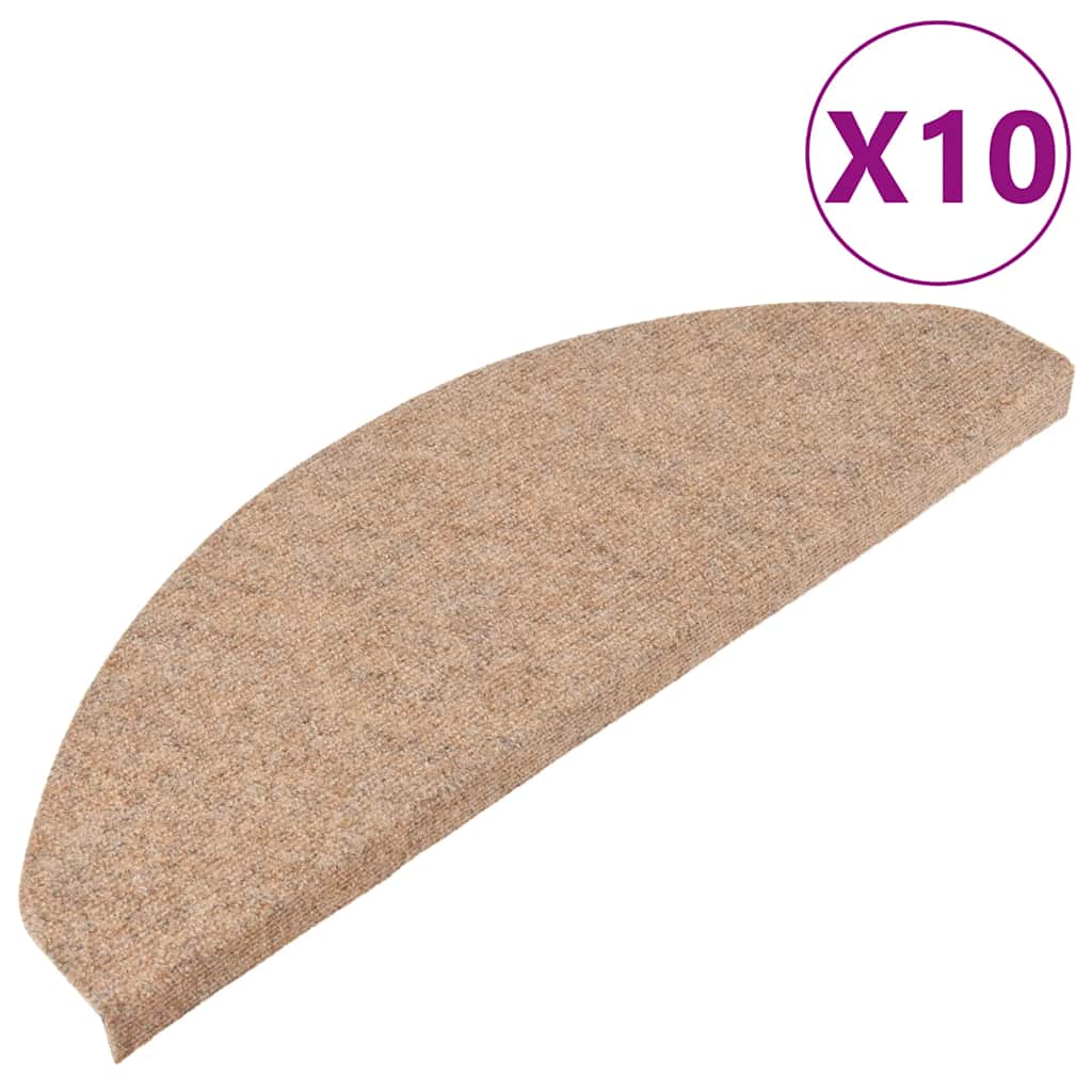 selvklæbende trappemåtter 10 stk. 65x22,5x3,5 cm beige