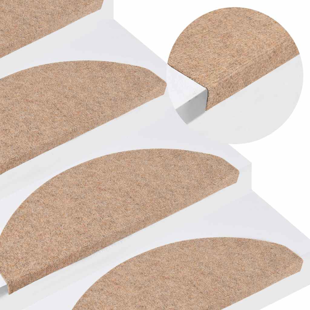selvklæbende trappemåtter 10 stk. 65x22,5x3,5 cm beige