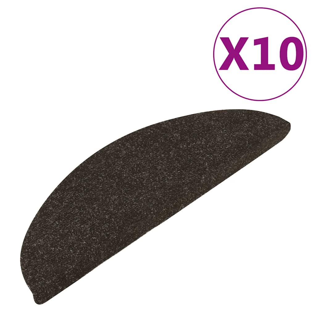 selvklæbende trappemåtter 10 stk. 56x17x3 cm antracitgrå