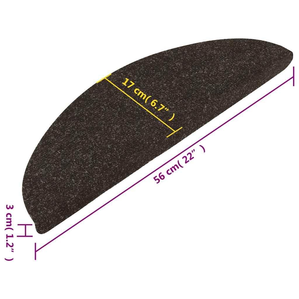 selvklæbende trappemåtter 10 stk. 56x17x3 cm antracitgrå