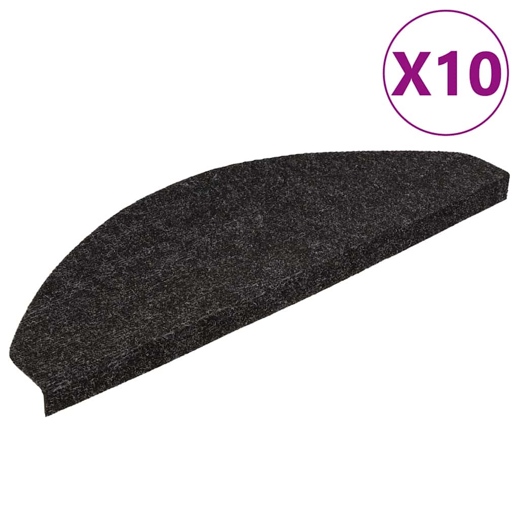 selvklæbende trappemåtter 10 stk. 65x22,5x3,5 cm antracitgrå