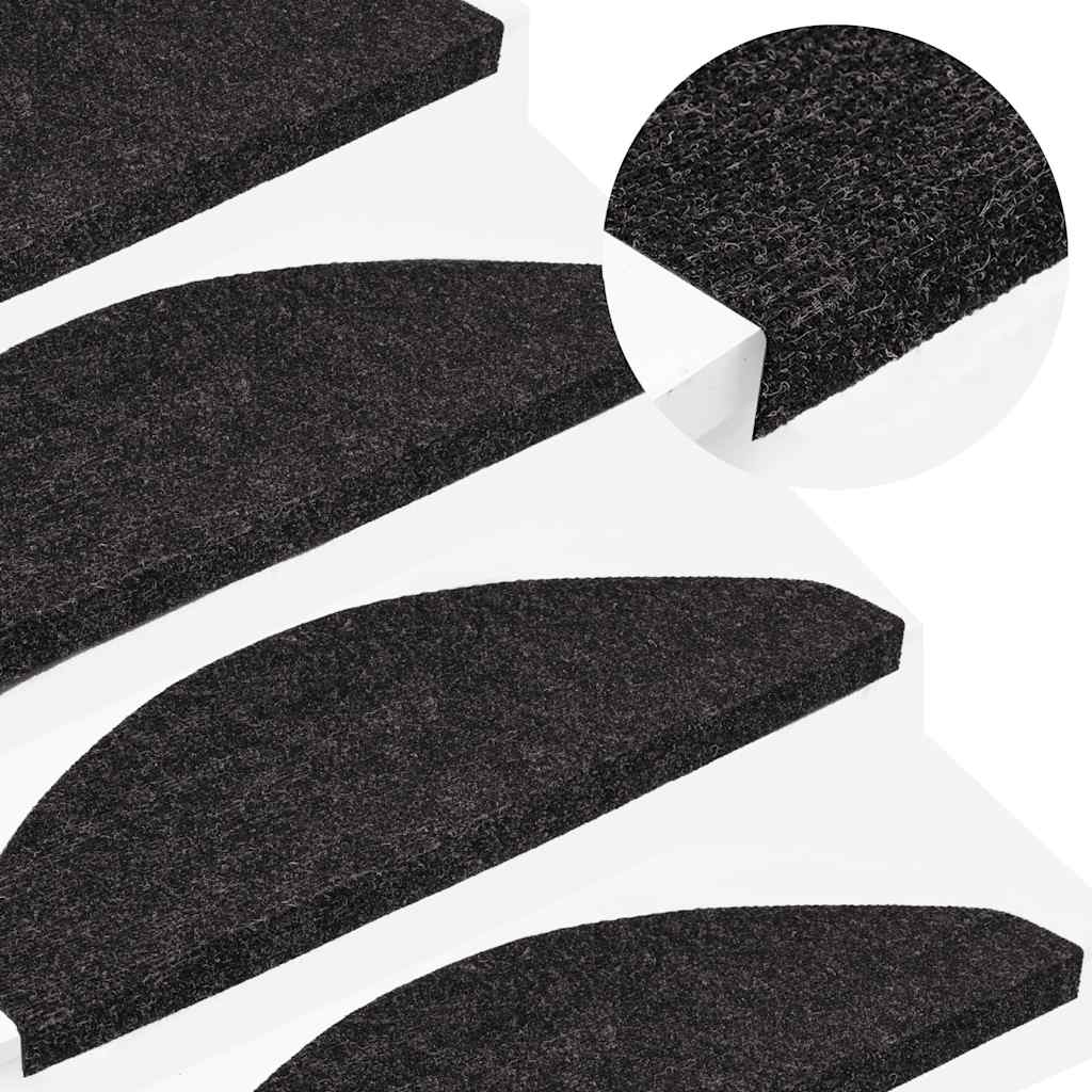 selvklæbende trappemåtter 10 stk. 65x22,5x3,5 cm antracitgrå