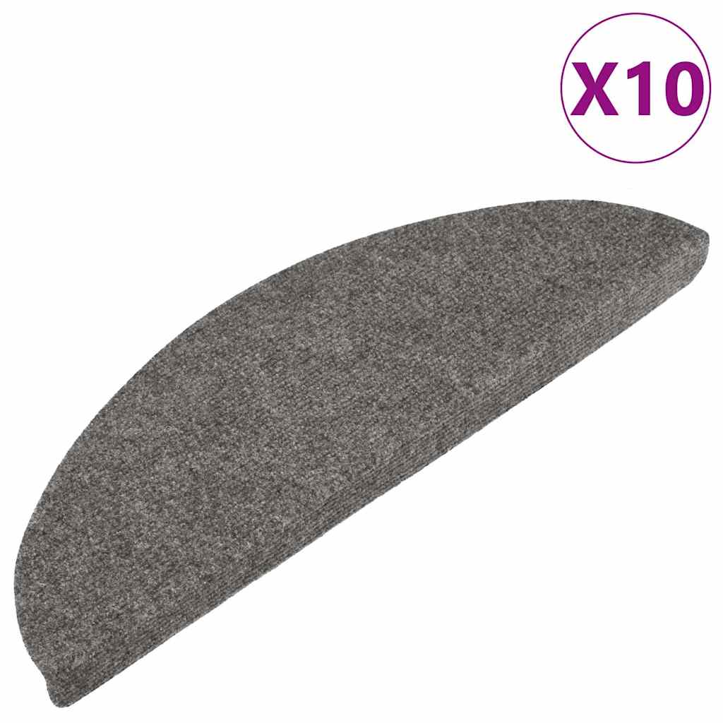 selvklæbende trappemåtter 10 stk. 56x17x3 cm grå