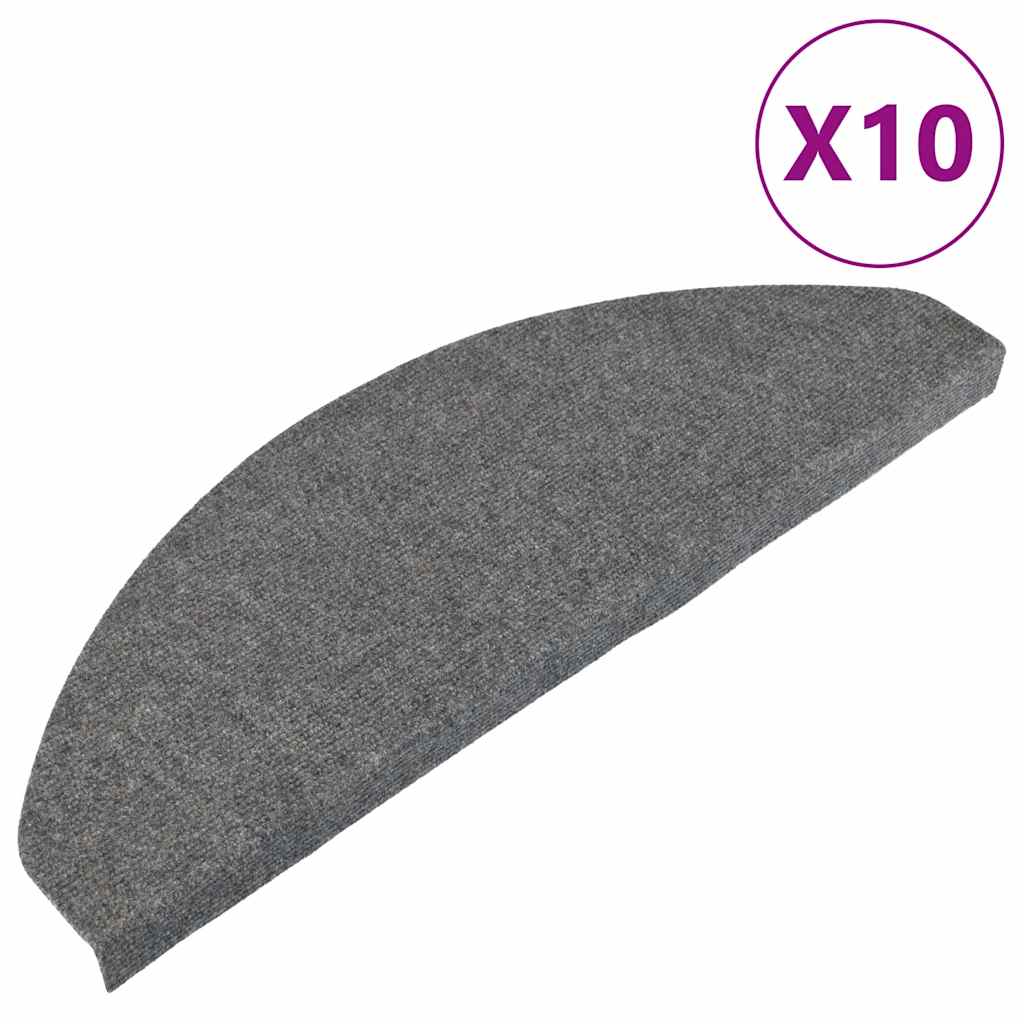 selvklæbende trappemåtter 10 stk. 65x22,5x3,5 cm grå