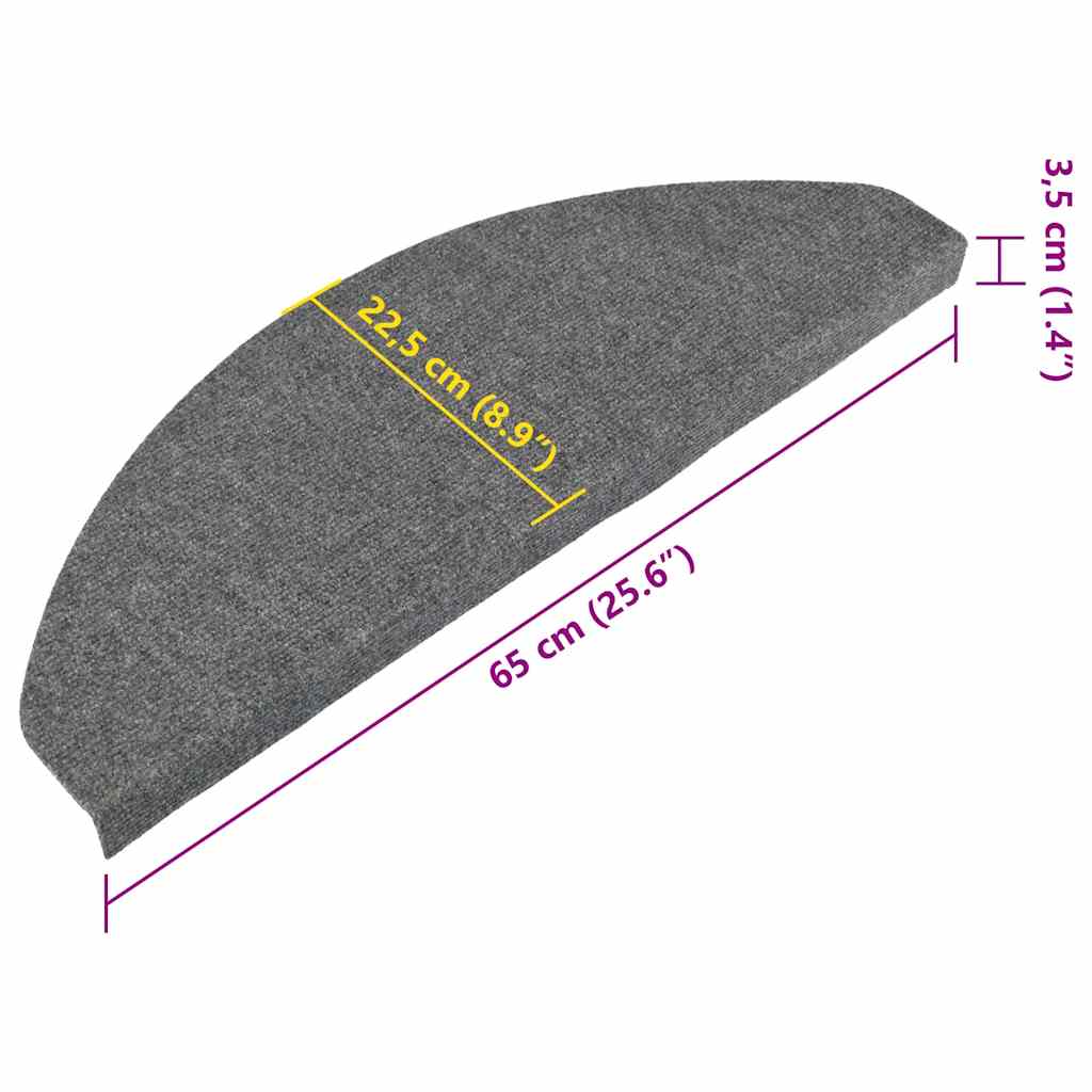 selvklæbende trappemåtter 10 stk. 65x22,5x3,5 cm grå
