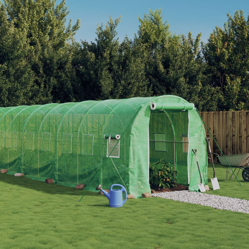 drivhus med stålstel 36 m² 18x2x2 m grøn