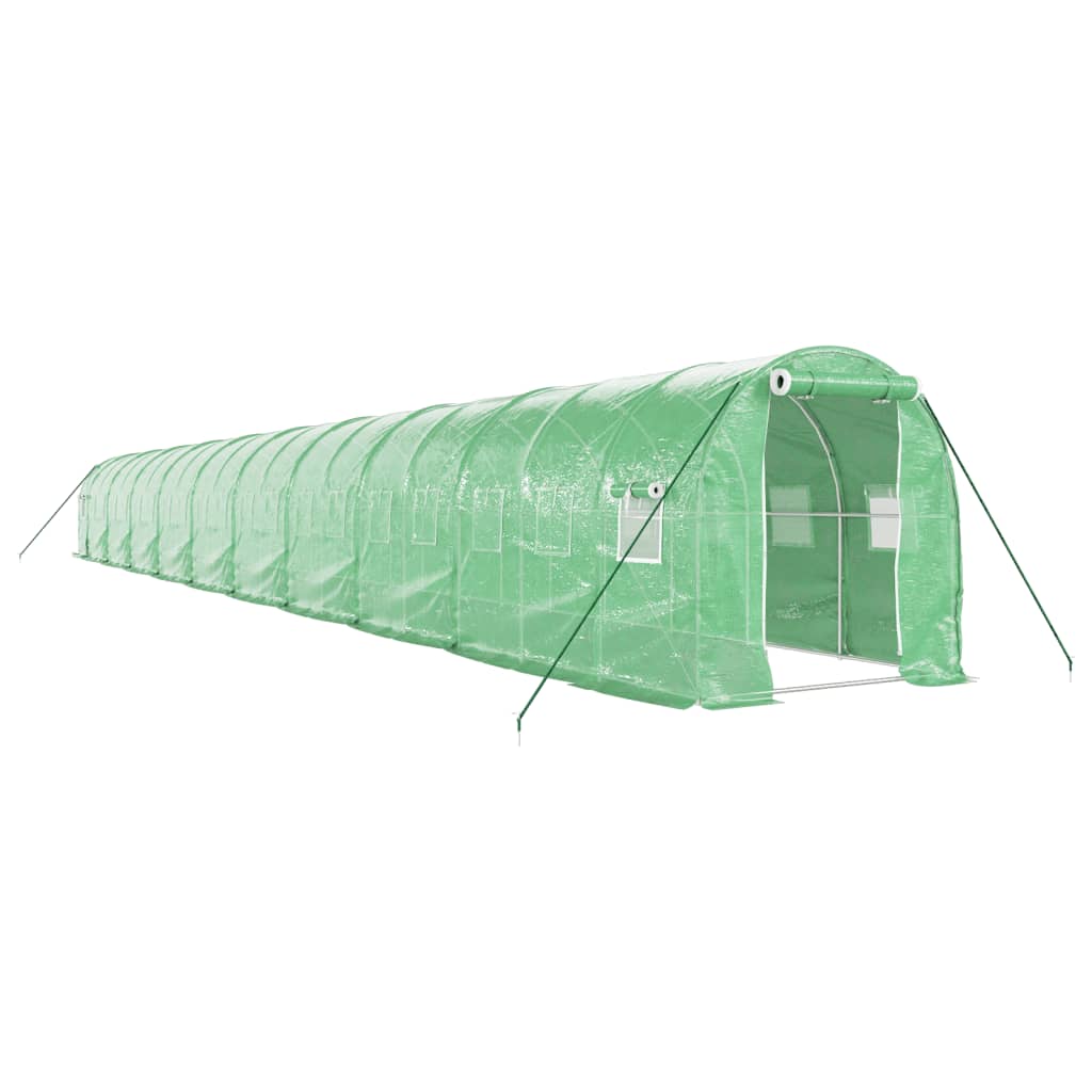 drivhus med stålstel 40 m² 20x2x2 m grøn