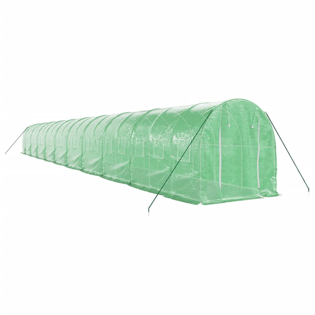 drivhus med stålstel 40 m² 20x2x2 m grøn
