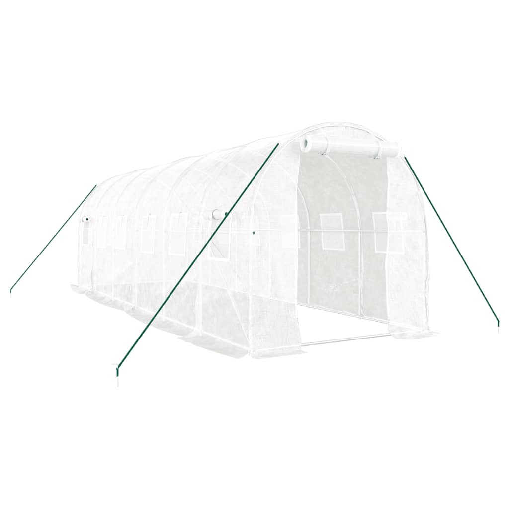 drivhus med stålstel 12 m² 6x2x2 m hvid