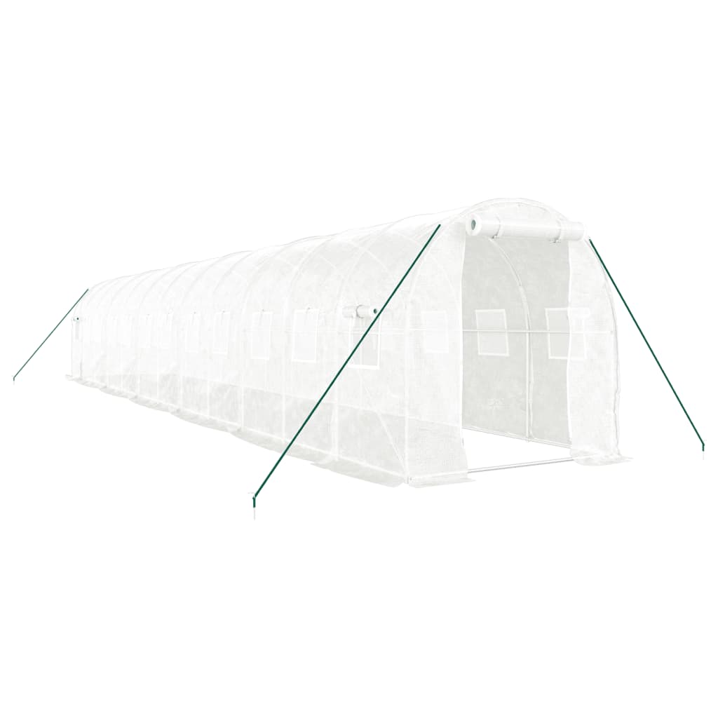 drivhus med stålstel 24 m² 12x2x2 m hvid