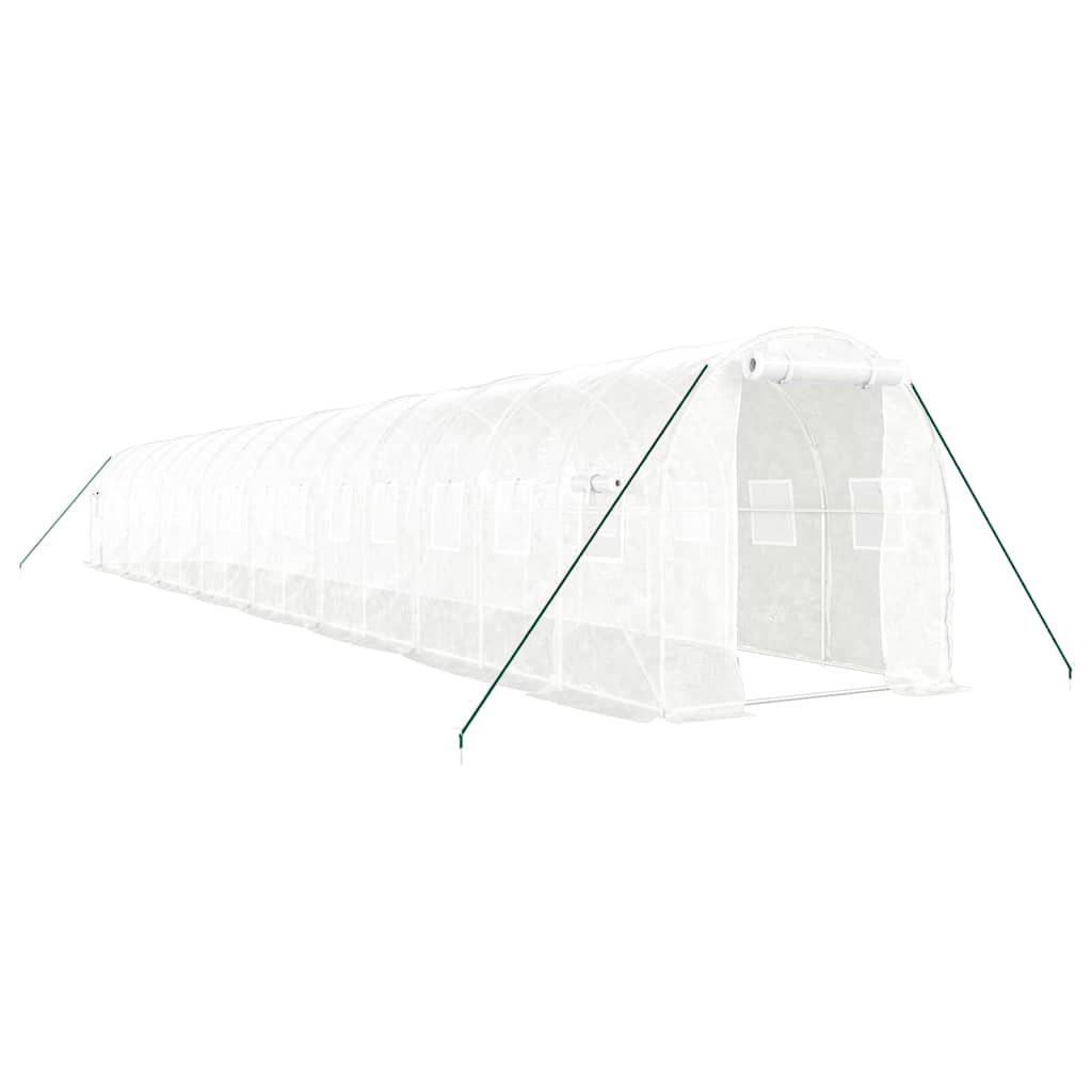 drivhus med stålstel 32 m² 16x2x2 m hvid