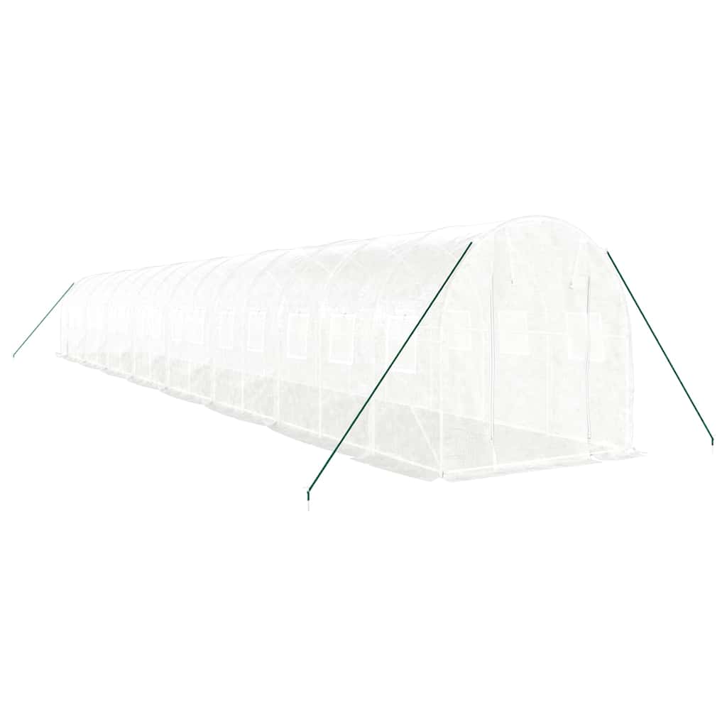 drivhus med stålstel 32 m² 16x2x2 m hvid