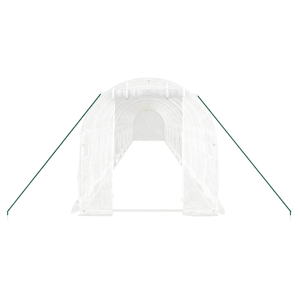 drivhus med stålstel 32 m² 16x2x2 m hvid