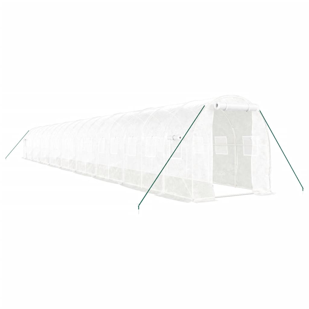 drivhus med stålstel 36 m² 18x2x2 m hvid