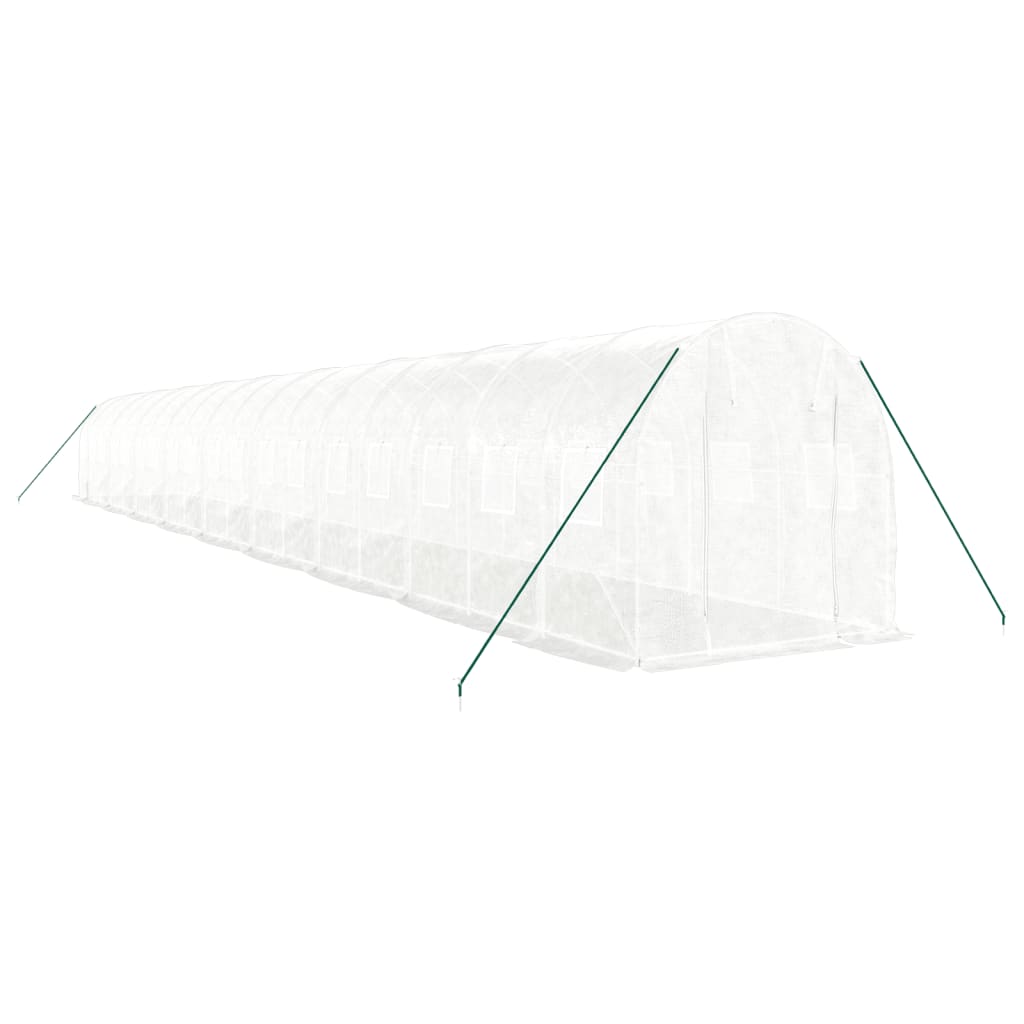 drivhus med stålstel 36 m² 18x2x2 m hvid